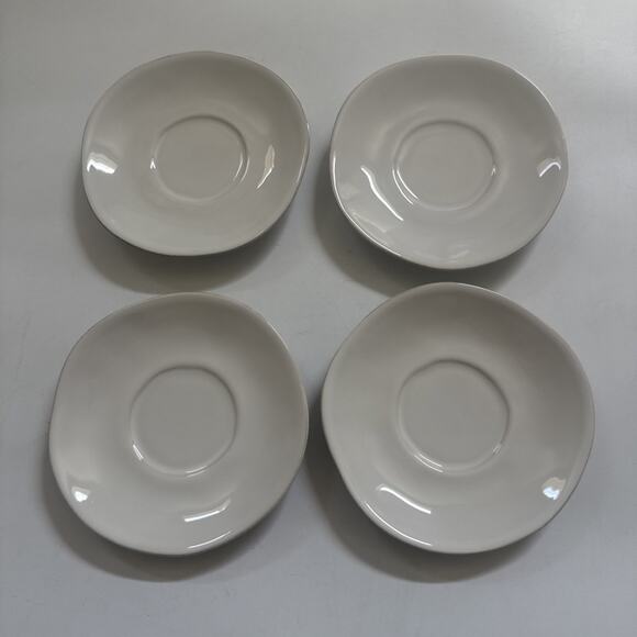 Crate & Barrel White Ceramic Teacup Espresso Saucers Set of 4 PORTUGAL - Picture 2 of 8